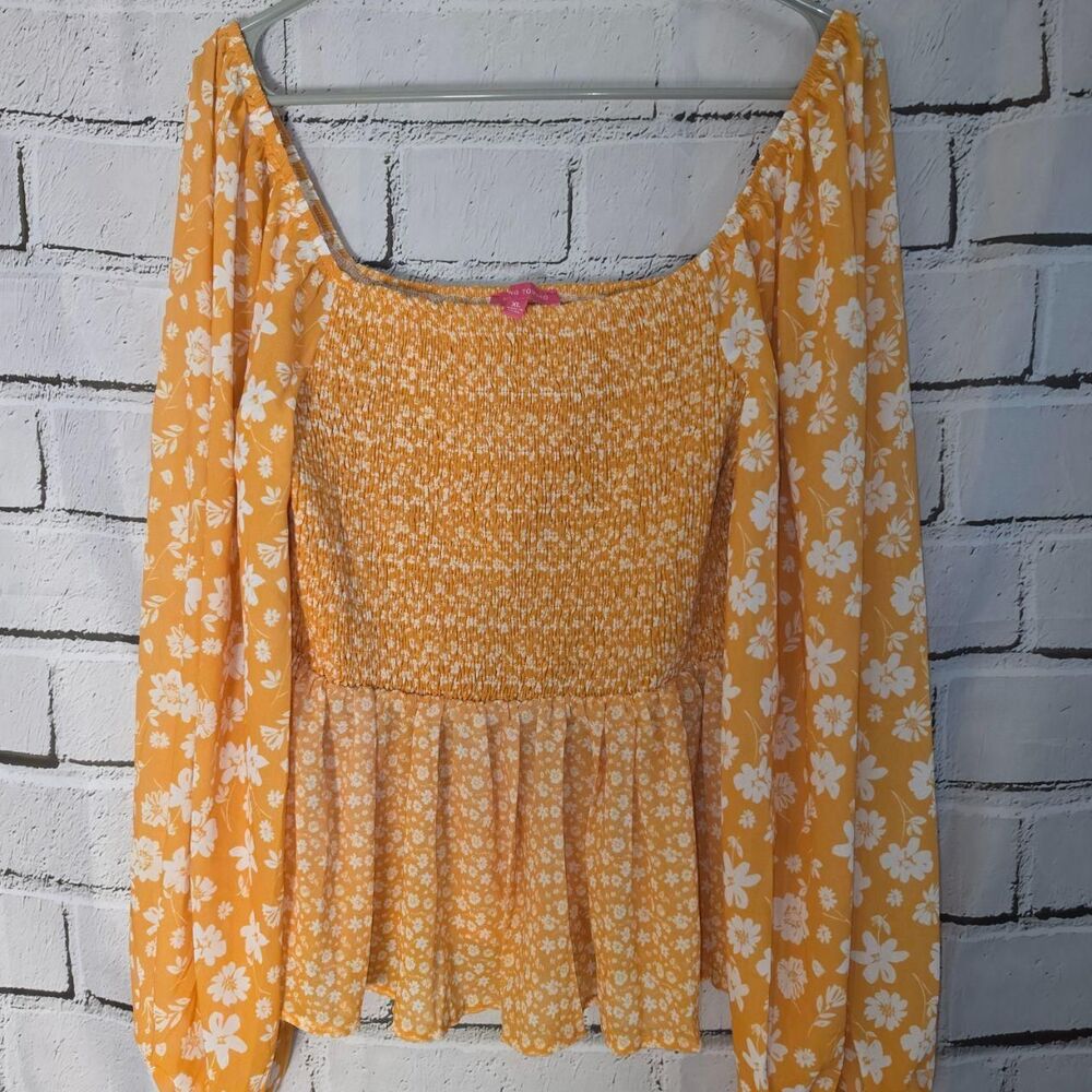 Flying-tomato Women's Yellow and Orange Blouse